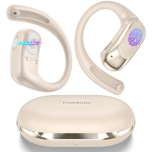 TookBuds Translation Earbuds Real Time, AI Translator Earbuds with 145 Languages, No Subscription Required, Open-Ear Bluetooth 5.4, 60H Playtime for Travel, Business & Language Learning (Off White) - Image 1