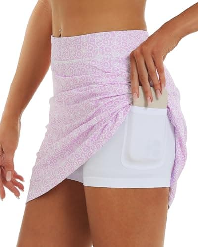 Stelle Women's Athletic Skorts 17" Golf Skirts Inner Shorts Tennis Skort with 2 Pockets Running Sports Pickleball Skirt(Paisley Bloom Print,XL) - Image 1