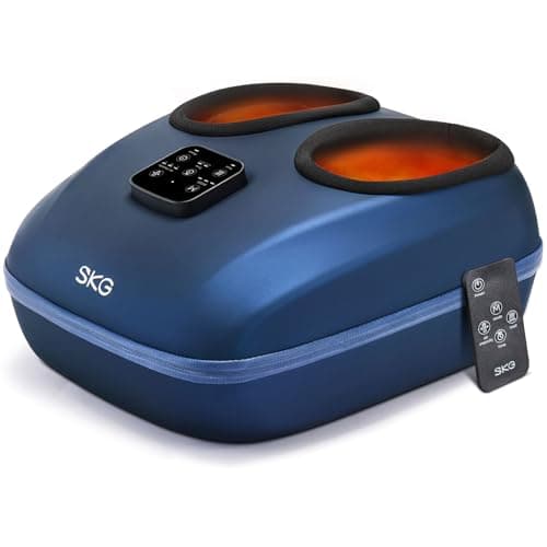 SKG Foot Massager with Heat and Remote, Upgrade Electric Feet Massager for Plantar Fasciitis Pain Relief, 3 Levels Compression Massage for Neuropathy Plantar Fasciitis, Up to Size 13 Home Office Use - Image 1