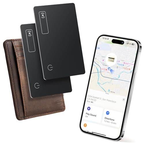 Wallet Tracker Card 2 Pack - Compatible with Apple Find My iOS Only, Bluetooth Tracker, 0.08in Slim, IP68 Waterproof, Item Locator for Luggage, Passports, Purse, Gift for Men Women - Image 1