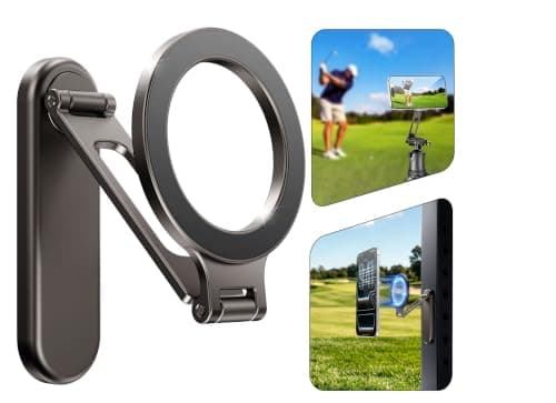 Kaisepoch Magnetic Golf Cart Phone Holder: Golf Gifts for Men【1/4”Screw + Strongest N52 Magnet + 360° Rotatable】 Phone Mount for Golf Cart Accessories, Compatible with iPhone & Android