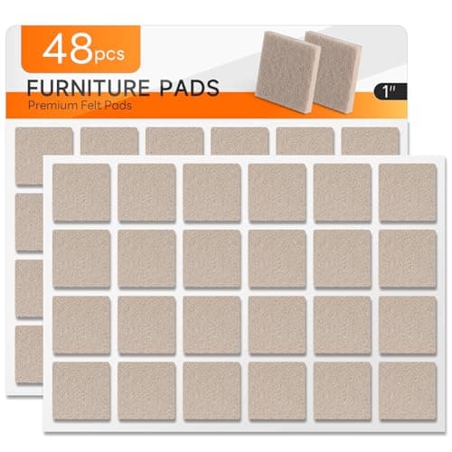 48 PCS Felt Furniture Pads, 1-inch Square Beige Chair Felt Pads, Felt Pads for Furniture Feet to Protect The Floor from Scratches,Reduce Noise (Beige) - Image 1