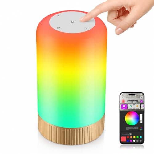 RGBICWW Smart Table Lamp, Touch Bedside Lamp with App Control, LED Desk Lamp with Music Sync, 30+ Scenes & 16M Colors, Color Changing Lamp for Bedroom Living Room Gaming Dimmable Night Light, Gold - Image 1