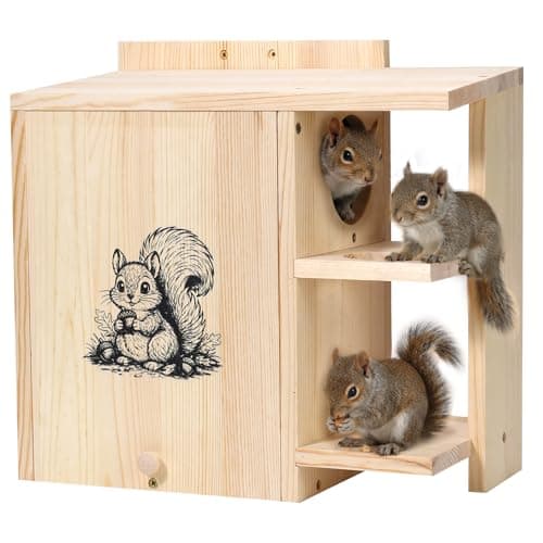 Large Widened Squirrel House for Outside, Waterproof Squirrel Nesting Box with External Platform & Porch, Anti-Predator Solid Wood Wildlife Shelter for Backyard, Easy to Assemble, 16×14.5×8 Inch - Image 1