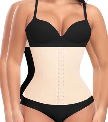 Ganado Waist Trainer for Women Corset Shapewear Tummy Control Waist Cincher Underbust Postpartum Girdle Body Shaper (#2 Black+Beige(28CM), 2XL) - Image 1