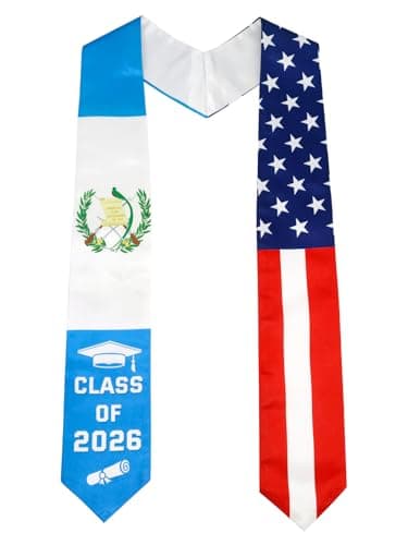 GraduatePro Guatemala USA Flag Graduation Stole 2026 – 72" Adult Unisex Graduation Sash for High School College Graduate, Class of 2026 Gifts for Him Her, Patriotic Regalia Stole