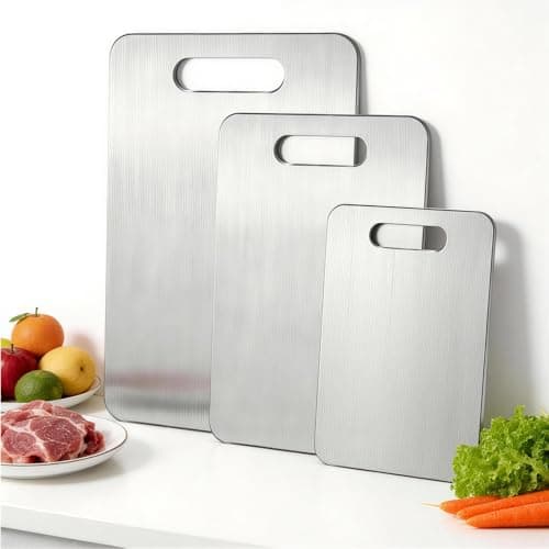 Stainless Steel 3-Piece Cutting Board Set, Double-Sided Chopping Boards for Kitchen, Dishwasher Safe, S/M/L Sizes for Meat, Vegetables, Fruits & More - Image 1