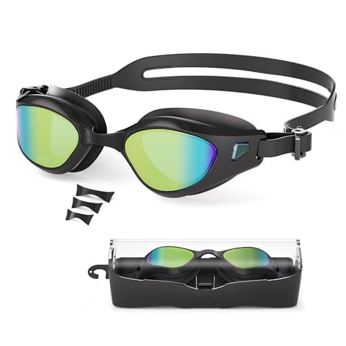 Wildley Swim Goggles Adult, Anti-Fog Pool Swimming Goggles for Men Women Youth, Leak Proof HD Mirrored Lens Sunglasses Goggles with UV Protection