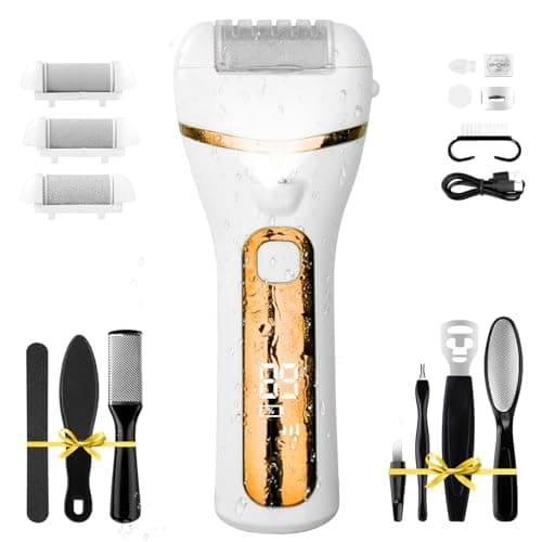 PUBOO Foot Callus Remover Electric 10000 RPM 3-Speed IPX7 Recharge Pedicure Kit for Hard Skin Women & Men Portable Multi-Roller File Grinder Sander Scrubber, LED Display for Wet & Dry Mathers Day Gift - Image 1