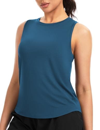 THE GYM PEOPLE Women's Racerback Workout Tank Tops Soft Breathable Yoga Running Sleeveless Athletic Shirts Dark Blue Green - Image 1