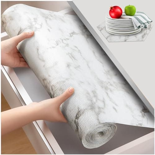 Beautysaid Shelf and Drawer Liner for Kitchen Cabinet, Non Adhesive Non Slip Shelf Paper Waterproof Washable Thickened for Dresser Pantry Shelve Bathroom Protector Liner(Marble,12 in x 10 FT) - Image 1