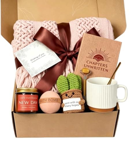 Birthday Gifts for Women, Self Care Spa Gift Basket, Get Well Soon Thinking of You Care Package with Cozy Knit Blanket, Relaxing Gifts for Women, Mom, Best Friend, Sister, Wife, Teacher, Bestie - Image 1