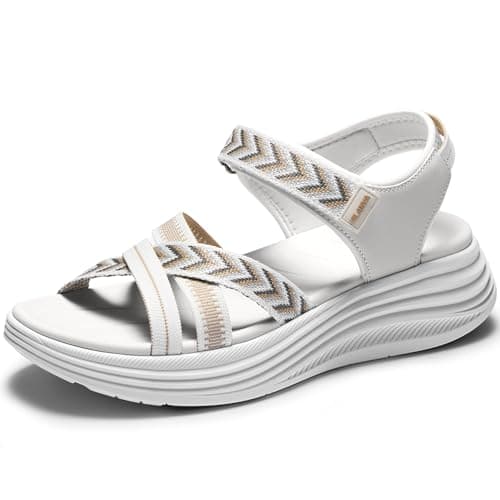Vilanva Women's Comfortable Orthopedic Platform Walking Sandals with Arch Support Adjustable Buckle Cushioned Midsole for Plantar Fasciitis Relief Casual Sport Summer Outfits - Image 1