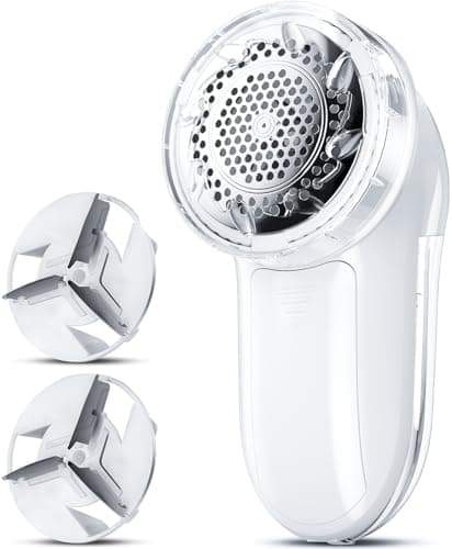Bymore Fabric Shaver, Lint Remover, Lint Shaver Defuzzer Sweater Shaver for Clothes and Furniture with AC Adapter Pill Fuzz Remover-Pure White - Image 1