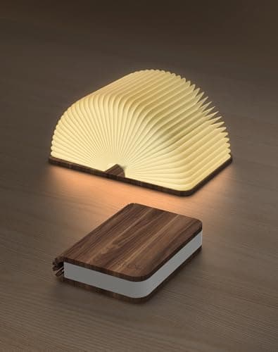 ZBOLE 4.7 Inch Wooden Book Lamp, Book Lovers Gifts,Teacher Appreciation Gifts for Women, Folding Book Light, LED Ambient Lighting, Magnetic Mood Lighting for Home&Library Decor (Walnut) - Image 1