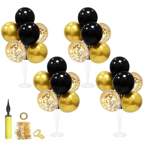ZJDHPTY 4Set Black and Gold Balloon Stand Table Centerpieces Party Decor