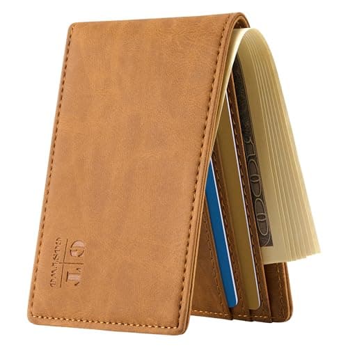 Gostwo Slim Rfid Wallet for Men Minimalist Leather ID Window Front Pocket Bifold Wallet Bussiness Card Holder Gift for Men