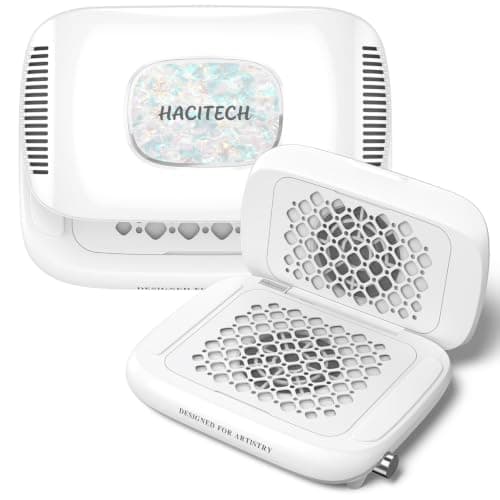 HACITECH Foldable Nail Dust Collector for Acrylic Nails, 14700RPM Powerful Suction, Stepless Speed Control Manicure Vacuum with 30 Filter Sheets,Portable & Space-Saving, Professional Nail Tech Supply