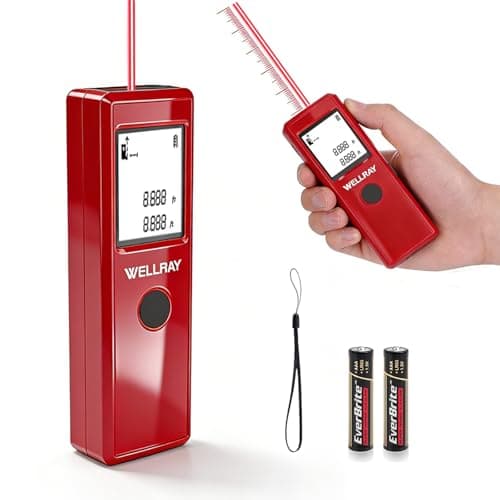 Laser Measuring Tool, 165FT/50M Laser Measure Tool with High Accuracy, IP54 Laser Distance Meters with Ft+in/FT/in/M for Area/Volume, Laser Measurement Tool for DIY Home Indoor, 2 AAA Batteries, Red - Image 1