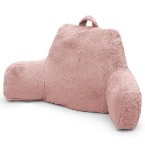 xffzroom Reading Pillow, Back Support Pillow for Bed Sitting Up, Standard Bed Rest Pillow with Arms for Adults,Back Support Pillow for Couch and Chair, Bed Reading Pillow, Pink - Image 1