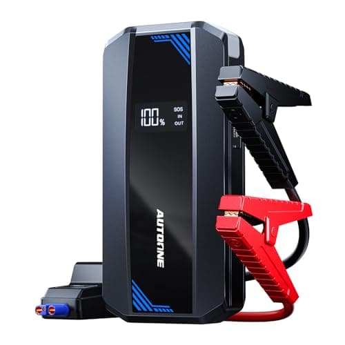AUTOONE Car Jump Starter 6000A Battery Booster, Portable Battery Pack for All Gas 10L Diesel, 12V Jump Box with Smart Jumper Cable for Car Battery, Vehicle Lithium Starter, LCD Display, w/LED Light