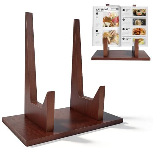 Wooden Cookbook Stand,Multifunctional Kitchen Book Stand,Cookbook Holder for Kitchen Counter Decor,Recipe Book Stand, Rustic Recipe Book Holder Stand