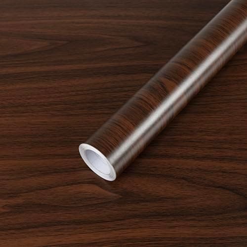 Abyssaly Dark Brown Walnut Wood Grain Contact Paper - Waterproof Wooden Wallpaper Peel and Stick for Furniture - Wood Vinyl Wrap Roll for Cabinets Countertops and Table 15.7" X 393.7" - Image 1