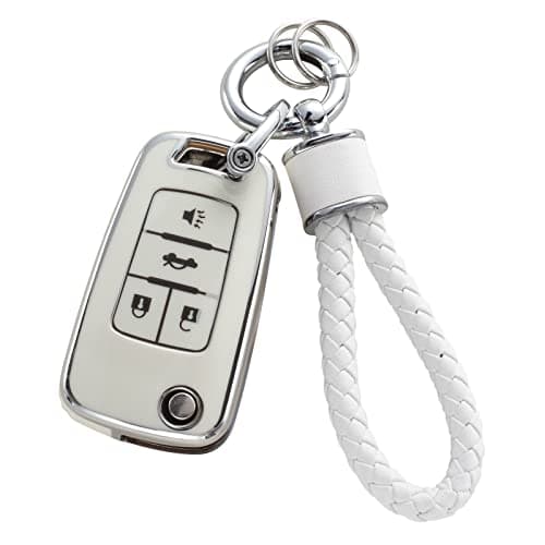 YO&YOYE for Chevy Key Fob Cover with Keychain, Soft TPU Key Case Protection Fit for Chevrolet Equinox Camaro Cruze Malibu Sonic Smart Key Case