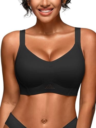 Full Coverage Jelly Bras for Women No Underwire - Wireless Seamless Plus Size Bra, Supportive T-Shirt Bralette for Older (M, Black) - Image 1