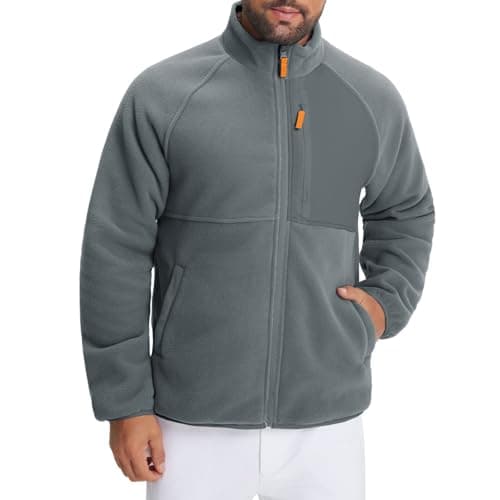 M MAELREG Reversible Fleece Lined Jacket Men Zip Up Warm Golf Jackets Fall Winter Casual Insulated Coats Clothes - Image 1