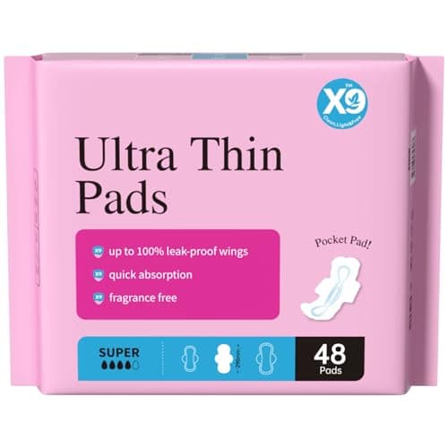 Ultra Thin Pads for Women with Wings, Super Absorbency Period Pads, Lightweight & Discreet Feminine Pads, Portable Design, 48 Count - Image 1