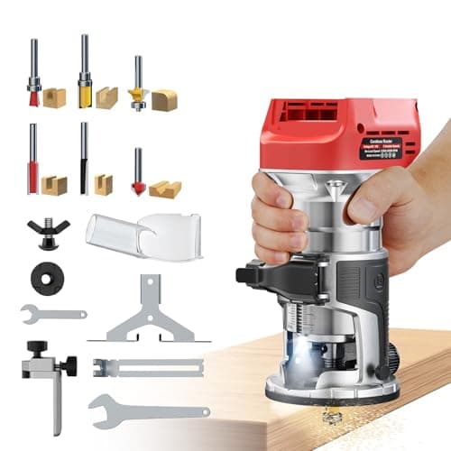 Cordless Router Tool Compatible with Milwaukee Battery(Tool Only), 800W Brushless Wood Router, 6-Speed, LED Light, Depth Adjustment, Edge & Roller Guide, Router Bits Included - Image 1