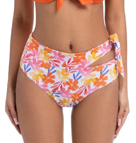 COCOPEAR Women's Sexy High Waisted Bikini Bottoms High Cut Side Tie Bathing Suit Bottoms for Women Swim Bottoms 2026 Floral 2567 M - Image 1