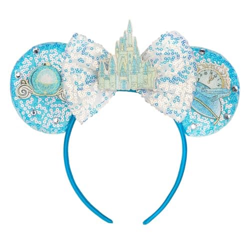 BTXJLLY Hairband for Women Glitter Sequin Mouse Ears Headband Costume Accessory for Adults & All Ages, Perfect for Theme Parks, Birthday Celebrations, Halloween & Cosplay Events (Castle) - Image 1