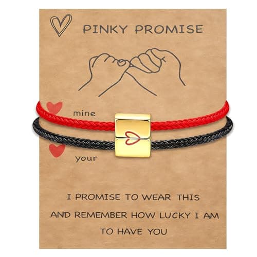 COTATI Matching Couple Bracelets for Him and Her, Friendship Relationship Promise Bracelet for Boyfriend Girlfriend, Anniversary Love Jewelry Gifts Set (Black-Red) - Image 1