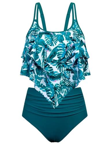Arolina Tankini Swimsuits for Women Plus Size High Waisted Bikini Sets Tummy Control Bathing Suits (S-24W - Image 1