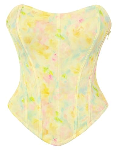 Scarlet Darkness Corset Tops for Women Renaissance Floral Bustier Western Concert Going Out Top Yellow Size 10 - Image 1