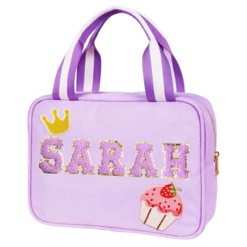 Individz Custom Insulated Lunch Bag Box for Girls Boys, Nylon Lunch Box with Name, Personalized Preppy Portable Lunch Boxes, Back to School Gifts for School Office Picnic Party Travel (Lunch-Purple) - Image 1