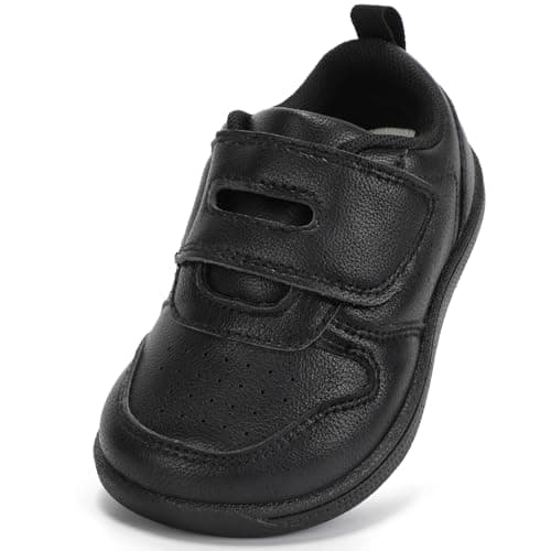 STQ KIDS Toddler Wide Toe Box Shoes Boys Barefoot Shoe Kid First Walking Tennis Sneakers Comfortable Non-Slip Zero Drop Running Shoes Outdoor Activities School All Black Toddler Size 10 - Image 1