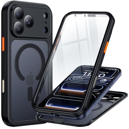 xiwxi Magnetic for iPhone 17 Pro Max Case(Compatible with Magsafe)(Water-Resistant)(Camera Control Button)(Mil-Grade Drop Protection) Translucent Matte Full-Body Shockproof Phone Cover,Black