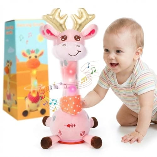JISON21 Dancing Talking Giraffe Toy,Tummy Time Giraffe for Baby Toddler, Toddler Infant Baby Toys Gifts, Baby Toys Interactive Volume Adjustable, Giraffe that Repeats What You Say for Birthday Gifts - Image 1