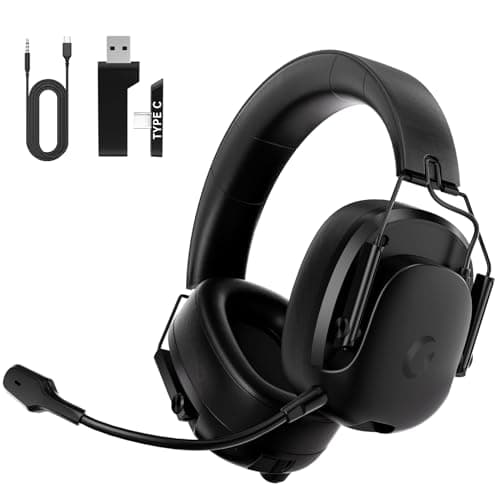 syndesmos Wireless Gaming Headset for PS5, PC, PS4, Switch, Gaming Headphones with Detachable Noise Cancelling Mic, 45H Battery, 7.1 Surround Sound, Black - Image 1