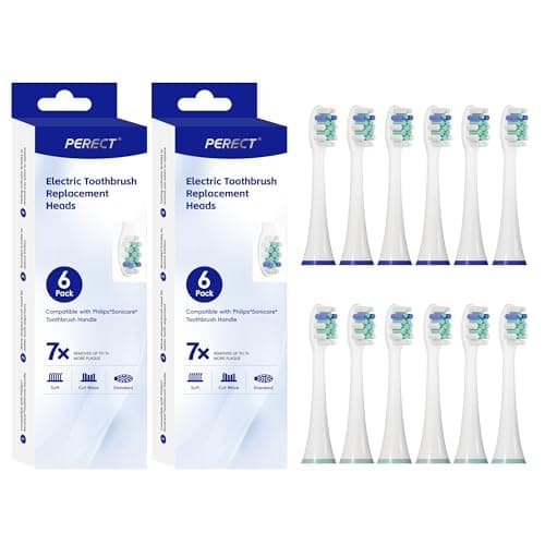 PERECT Replacement Toothbrush Heads for Philips Sonicare – 12 Pack, Click-On Models ONLY (4100/5100/6100/FlexCare/HealthyWhite) – NOT for Essence, E-Series, Philips One or Screw-On Handles - Image 1