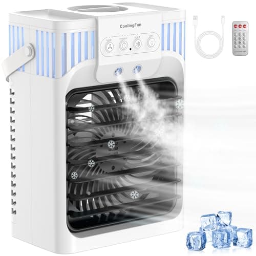 Portable Air Conditioners, 4-IN-1 Personal Evaporative Air Cooler with Remote, 3 Speeds & 3 Mist, 7-Color Night Light, 2-8H Timer, 1200ML Mini Air Conditioner Cooling Fan for Bedroom Office Home - Image 1