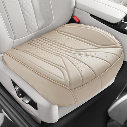 EQUIDEVDY 2 Pack Leather Bottom Car Seat Covers,Front Seat Covers for Cars,Driver Car Seat Cover,Luxury Faux Leather Seat Protectors,Full Wrap,Waterproof,for Most Vehicles,Sedan,SUV,Truck (Beige) - Image 1