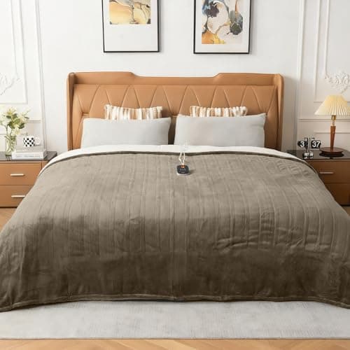 WOOMER Electric Blanket Full Size,Durable Flannel and Soft Sherpa,Dual Control,77”×84” Heated Throw Blanket, 10 Heat Levels&0.5-12h auto-Off,Energy Efficient,ETL Certified - Image 1