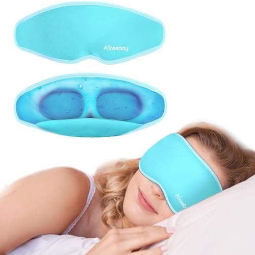ATreebay 3D Gel Cooling Eye Mask, Weighted Eye mask for Sleeping, 3D Contoured Cup No Pressure Night Blindfold Sleep Mask, Ice Cold Pack Eyes Cold Compress for Puffy Eyes, Dark Circle, Light Blue - Image 1