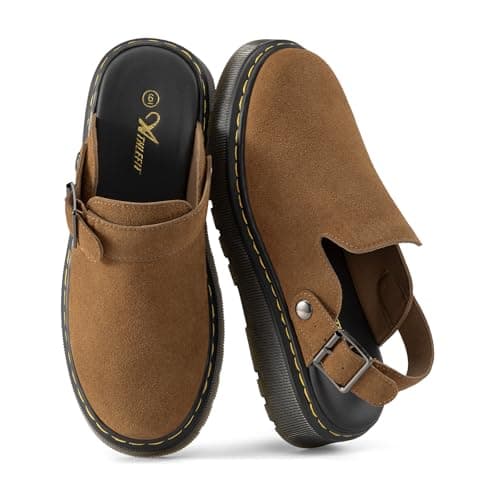 Athlefit Women's Clogs Shoes with Back Strap Comfortable Latex Footbed Slip-On Slingback Mules for Work Walking Daily Wear, Chestnut, Size 9, AD01254 - Image 1