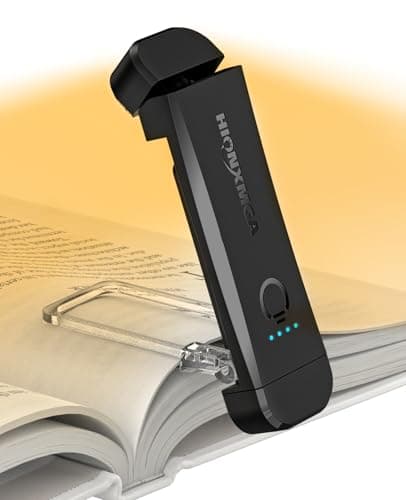 HIONXMGA Book Reading Light,Silent Touch Book Lamp for Reading in Bed,Rechargeable Clip on Booklight with 3 Amber Colors & 7 LEDs Precise Dimming for Eye Caring Night Reading,Books Lovers,Kids,Black - Image 1