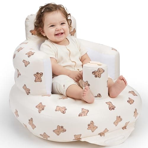 UNEEDE Inflatable Baby Seat for 3 Months & Up, Infant Floor Chair for Sitting Up with Built in Air Pump, Lightweight Travel Baby Seat for Home, Camping, Beach & Outdoor - Image 1